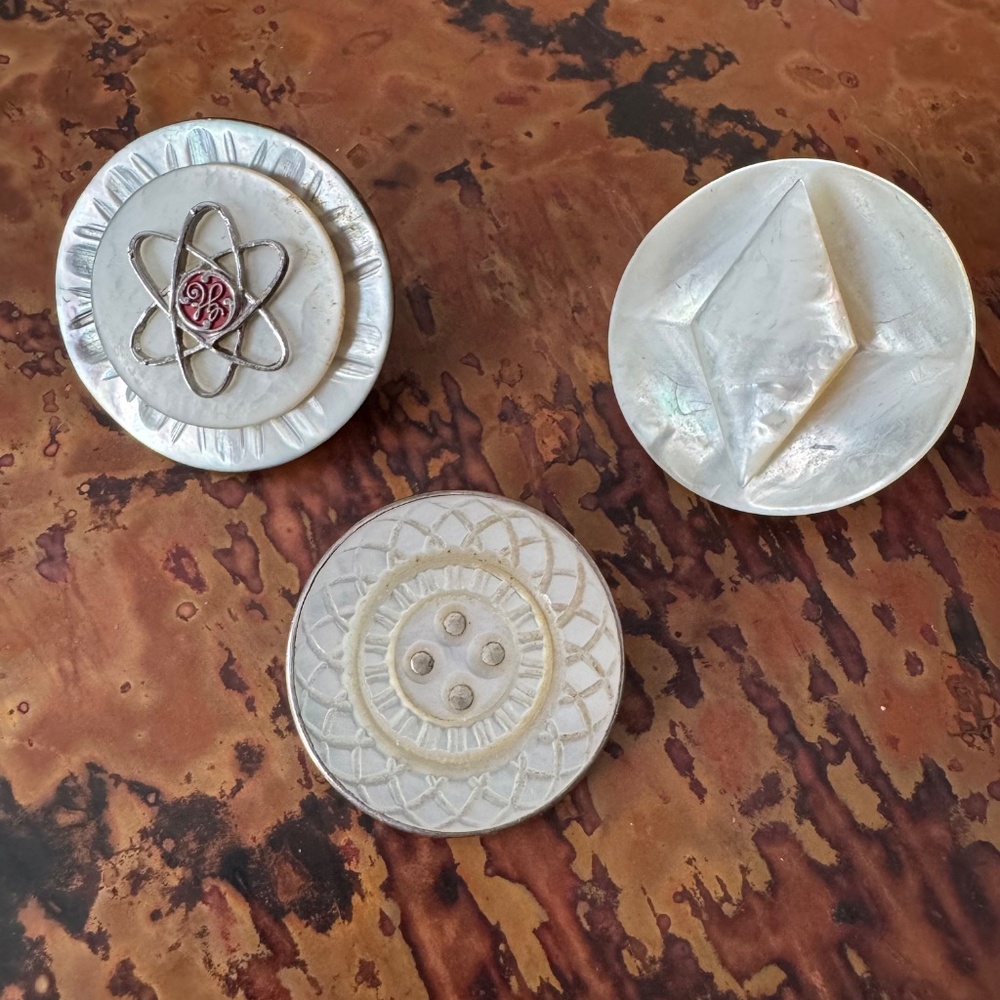 3 lovely brooches! Vintage buttons and sterling silver. Gorgeous!